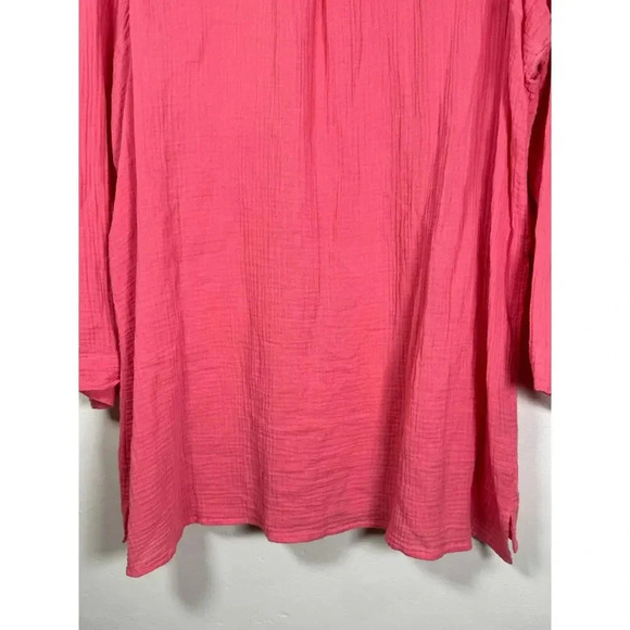 J.Jill pure Jill pink Slub Cotton Long Sleeve Tunic Button Front XL Lagenlook - Picture 9 of 12